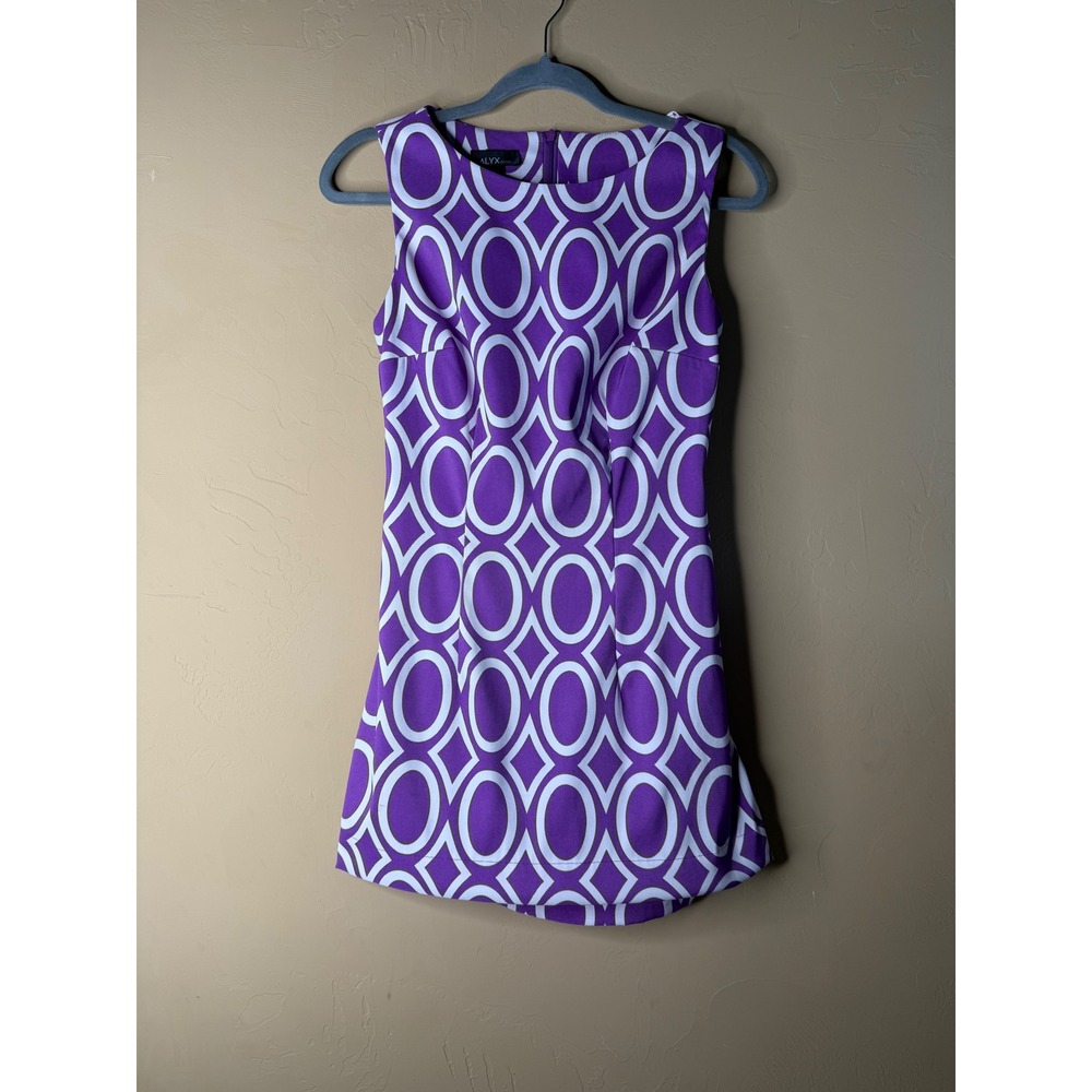 ALYX Vtg retro mini high neck purple and white dress small - Picture 2 of 8